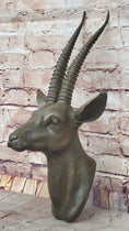 Load image into Gallery viewer, Graceful Gazelle Bronze Sculpture Bust with Intricate Details - Wall Mounted
