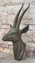 Graceful Gazelle Bronze Sculpture Bust with Intricate Details - Wall Mounted