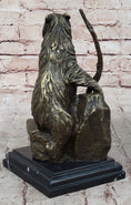Load image into Gallery viewer, Bear Standing on Boulder Bronze Metal Statue Sculpture Figure on Marble Base - Southlake Paws