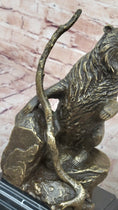 Load image into Gallery viewer, Bear Standing on Boulder Bronze Metal Statue Sculpture Figure on Marble Base - Southlake Paws