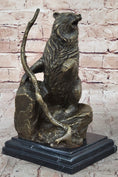 Load image into Gallery viewer, Bear Standing on Boulder Bronze Metal Statue Sculpture Figure on Marble Base - Southlake Paws
