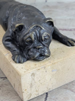 Art Deco English Bulldog Dog 100% Solid Bronze Sculpture Statue Home Decor