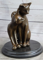 Art Deco Two Large Household Cat Playing with each other Bronze Sculpture Statue