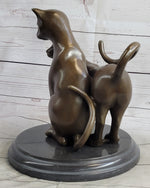 Art Deco Two Large Household Cat Playing with each other Bronze Sculpture Statue