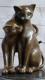 Art Deco Two Large Household Cat Playing with each other Bronze Sculpture Statue