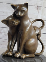 Art Deco Two Large Household Cat Playing with each other Bronze Sculpture Statue