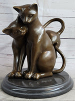 Art Deco Two Large Household Cat Playing with each other Bronze Sculpture Statue