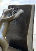 Bronze Metal Cat Kitten Bookends Signed Original Collectible 6