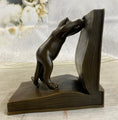 Load image into Gallery viewer, Bronze Metal Cat Kitten Bookends Signed Original Collectible 6" x 6"