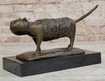 Bronze Metal Cat Sculpture Statue Figure on Marble Base after Fernando Botero