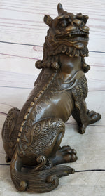 Folk Chinese Bronze Evil Talisman Guardian Door Lion Fu Foo Dog Statue Sale Gift