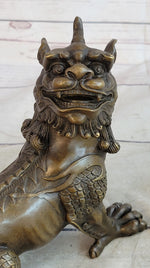 Folk Chinese Bronze Evil Talisman Guardian Door Lion Fu Foo Dog Statue Sale Gift