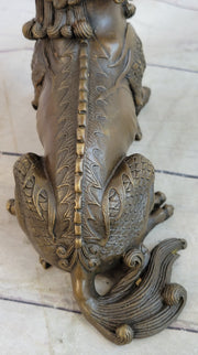 Folk Chinese Bronze Evil Talisman Guardian Door Lion Fu Foo Dog Statue Sale Gift