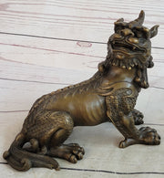 Folk Chinese Bronze Evil Talisman Guardian Door Lion Fu Foo Dog Statue Sale Gift