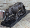 Load image into Gallery viewer, Signed Vienna Bronze Marble Leopard Panther Cat Statue Sculpture Figurine