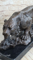 Load image into Gallery viewer, Signed Vienna Bronze Marble Leopard Panther Cat Statue Sculpture Figurine