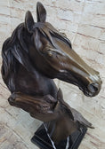 Load image into Gallery viewer, Two Horses Bust Sculpture Real Bronze Signed Original Equine Art by Milo on Marble Base