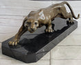 Load image into Gallery viewer, Cougar Puma Panther Mountain Lion Bronze Sculpture Statue on Marble Base