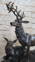 Load image into Gallery viewer, Bronze Marble Statue Elk Deer Caribou Buck Stag Lodge Sculpture Statue