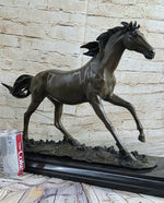 Galloping Stallion Horse Bronze Statue Sculpture Figure PJ Mene Marble Base 15