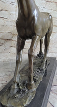Load image into Gallery viewer, Galloping Stallion Horse Bronze Statue Sculpture Figure PJ Mene Marble Base 15" x 24"