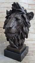 Load image into Gallery viewer, Bust Male Lion 100% Bronze Sculpture Statue Figurine Figure by Milo Art Deco NR