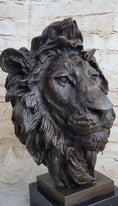 Load image into Gallery viewer, Bust Male Lion 100% Bronze Sculpture Statue Figurine Figure by Milo Art Deco NR
