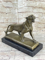 Jaguar Panther Leopard Cougar Big Cat Collector Bronze Marble Statue Art Decor