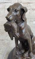 Load image into Gallery viewer, Moigniez Labrador Hunting Dog Duck Bronze Figurine Art Deco Animal Figure Decor