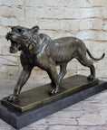 Load image into Gallery viewer, Signed Barye Cougar Lion Tiger Wild Animal Circus Cage Bronze Sculpture Statue