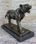 Load image into Gallery viewer, Signed Barye Cougar Lion Tiger Wild Animal Circus Cage Bronze Sculpture Statue