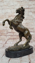 Load image into Gallery viewer, Rearing Stallion Horse Bronze Sculpture Statue Figure on Marble Base by Lecourtier