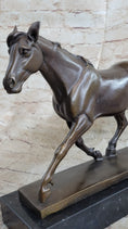 Load image into Gallery viewer, Signed Prosper Lecourtier Racing Horse Stallion Hot Cast Sculpture Marble Base