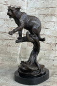 Load image into Gallery viewer, Cougar Panther Jaguar Cat Collector Bronze Marble Base Bookend Statue Art Decor