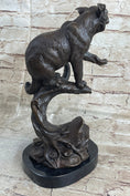 Load image into Gallery viewer, Cougar Panther Jaguar Cat Collector Bronze Marble Base Bookend Statue Art Decor