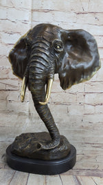 Abstract Floating Elephant Head Bust Bronze Sculpture Statue Art Africa