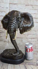 Abstract Floating Elephant Head Bust Bronze Sculpture Statue Art Africa