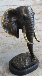 Abstract Floating Elephant Head Bust Bronze Sculpture Statue Art Africa