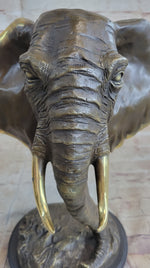 Abstract Floating Elephant Head Bust Bronze Sculpture Statue Art Africa