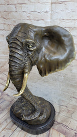 Abstract Floating Elephant Head Bust Bronze Sculpture Statue Art Africa