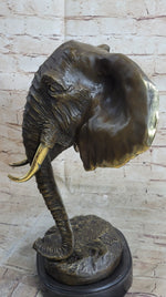 Abstract Floating Elephant Head Bust Bronze Sculpture Statue Art Africa
