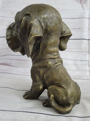 Bobble Head Style Floppy Eared Dog Cute Bronze Statue Sculpture Signed Collectible 9