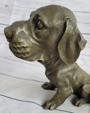 Bobble Head Style Floppy Eared Dog Cute Bronze Statue Sculpture Signed Collectible 9