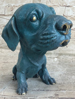 Bobble Head Style Labrador Retriever Puppy Dog Bronze Metal Figure Statue Art