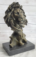 Load image into Gallery viewer, Male Lion Abstract Modern Bust Statue Sculpture Bronze Metal on Marble 12" x 7"