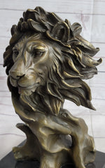 Male Lion Abstract Modern Bust Statue Sculpture Bronze Metal on Marble 12