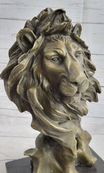 Male Lion Abstract Modern Bust Statue Sculpture Bronze Metal on Marble 12