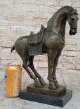 Load image into Gallery viewer, Tang Dynasty Horse Bronze Sculpture Mantle Marble Base Statue Hot Cast Figurine 14" x 12"