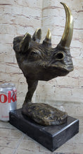Load image into Gallery viewer, Rhinoceros Rhino Bronze Metal Handmade Statue Sculpture Modern Art 14" x 10"