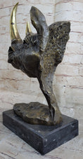 Load image into Gallery viewer, Rhinoceros Rhino Bronze Metal Handmade Statue Sculpture Modern Art 14" x 10"